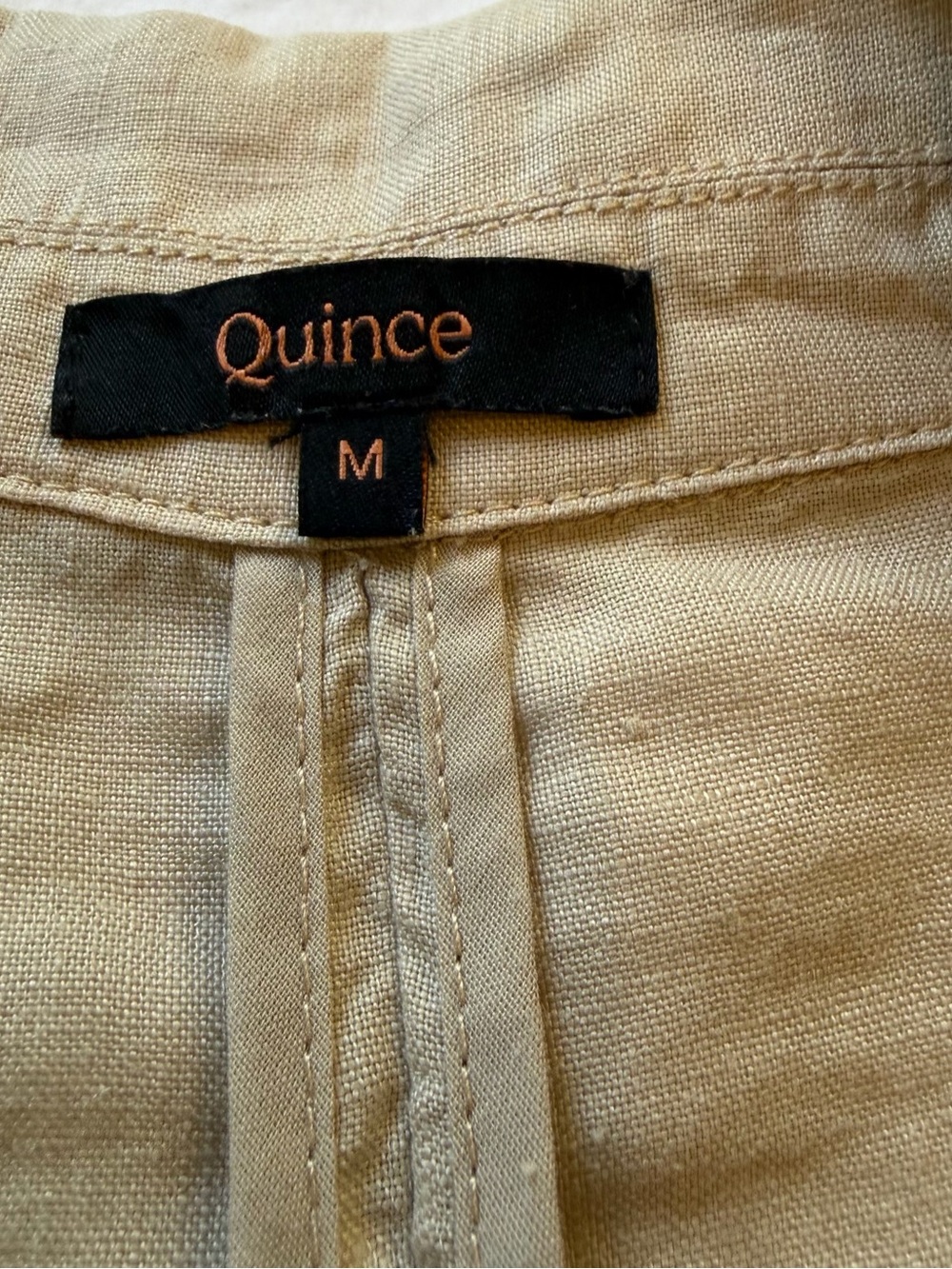 Quince 100% European Linen Blazer Jacket Sand Tan Size Medium Oversized Relaxed - Picture 5 of 7